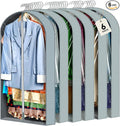 6 pcs 40" Garment Bags for Hanging Clothes, Clear Suit Bags for Closet Storage Clothing Storage, Garment Bags for Travel Covers with 4" Gussets for Coats, Jackets, Shirts and Sweater