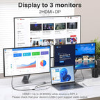 USB C Hub USB-C Docking Station Dual Monitor 14 in 1 Triple Display Multiport Adapter with 2 HDMI+DP+7 USB Type C/A Ports+Ethernet+Audio, USBC Dongle for Dell/HP/Lenovo ThinkPad/Surface(Sliver)