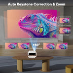 Wielio Smart Projector with WiFi 6 and Bluetooth - 4K Support 350Ansi Portable Bedroom Mini Projector Native 1080P , 2026 New Auto Keystone & Zoom Home Theater Cinema Movie Proyector, 120° Stand