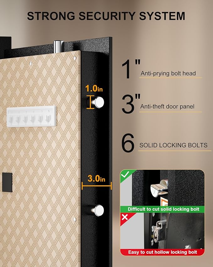 TIGERKING 11.5 Cu Ft Large Heavy Duty Home Security Safe – Digital Touchscreen Lock, Anti-Theft, Adjustable Shelves, Easy to Use, Jewelry & Valuables, Ideal for Home or Office (Black, Classic Style)