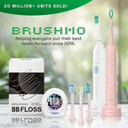 Brushmo Super Sonic Electric Toothbrush with 4 Replacement Heads - Rechargeable Electronic Tooth Brush for Adults with 5 Customizable Modes - IPX7 Waterproof & Long-Lasting Battery – Nova Pink