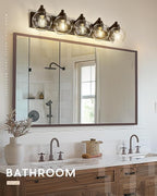 METWET Bathroom Light Fixtures Over Mirror, 5-Light Oil Rubbed Bronze Bathroom Vanity Light with Globe Clear Glass Shade, 32 Inch Modern Sconces Wall Lighting, VL195-ORB-5