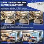 JTT LED Linear High Bay Light,200/150/100W 2FT 30000LM Shop Light Commercial 360° Adjustable 4/5000 CCT Tilt Hanging LED High Bay Shop Lighting Fixtures for Garage Warehouse Workshop Store, ETL 2-Pack