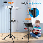 CAHAYA Projector Tripod Stand with Casters: Projector Stand 28-54in Height Adjustable Multifunctional Universal Laptop Stand DJ Rack Stand with Adjustable Height for Meeting Room DJ Equipment