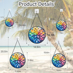 DASTOLL Stained Glass Window Hanging, Colorful Flower Petals Sun Catchers Diamond Glass Panel Hangings Suncatcher Decor for Birthday for Women, Men, Wife, Aunt, and Mom 14.9x14.9 in