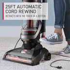Hoover WindTunnel Whole House Rewind Bagless Vacuum Cleaner, Corded Upright Vac, HEPA Media Filtration, Automatic Cord Rewind, Corded Vacuum Cleaners for Home Use