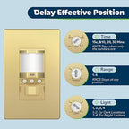 TOPGREENER Occupancy/Vacancy PIR Motion Sensor Light Switch, CDS Sensor with Learning Function, No Neutral Required, 200W Incandescent / 150W LED Load, UL Listed, Screwless Wall Plate, Gold