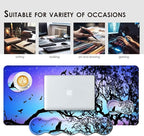 BFUKVOU Large Keyboard Mouse Pad Set, Extended Mouse Pad+Keyboard Wrist Rest Support, Memory Foam Ergonomic Easy Typing, 4Pcs (31.5×11.8 in) Desk Pad Set for Office Home,Black Cat Under Starry Night