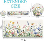LIMKRIAN Flower Mouse Pad Set Large Desk Matt for Desktop, Ergonomic Mouse Pad with Wrist Rest, Gaming Wrist Support Keyboard Mat Cup Coaster Set Cute Office Desk Decor Accessories