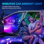 Dreamcolor Acrylic Interior Car LED Strip Light with Wireless APP Control, RGB 14-in-1 Ambient Lighting Kit with Music Sync, Dynamic Color Chasing Neon Lights for Car Interior
