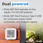 Shelly H&T Gen3 Ivory | Wi-Fi and Bluetooth Smart Temperature & Humidity Sensor with Remote App Control & Monitoring | Smart Scenes | Notification Alerts | LCD Display | Free Data Storage Export