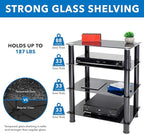 Mount-It! Tempered Glass AV Component Media Stand, Audio Tower and Media Center with 4 Shelves, 88 Lbs Capacity, Black Silk (MI-8670)