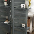 HOMCOM Room Divider, 5 Panel 67" Tall Wood Privacy Screen with 3 Display Shelves, and Folding Storage for Bedroom or Home Office, Gray