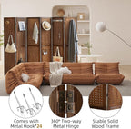 Asnefeli 6 Panel Pegboard Display with 24 Hooks, Wood Room Divider Wall, 5.6Ft Folding Privacy Screen Divider Room, Portable Freestanding Wall Organizer for Bedroom Reading Room(Dark Brown)