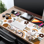 iCasso Desk Mat, Gaming Mouse Pad Wrist Support Set,4in1 XXL Large Mousepad + Keyboard Wrist Rest+Mouse Wrist Rest+Coaster Set with Ergonomic Design for Home Office Table Computer-Sticker
