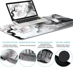 LIMKRIAN Japanese Ergonomic Mouse Pad Large Desk Mat Set, XXL Anime Mousepad with Wrist Rest, Wrist Support Gaming Keyboard Mat Cup Coaster Set, Japanese Style Office Desk Accessories Decor