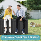 NUNU LAB 151 Gallon Outdoor Storage Box,Resin Large Sturdy Deck Box, Backyard Outside Storage Box Waterproof with Double Wall Panels,Package Delivery Garden Outdoor Hose Storage Bin,Black