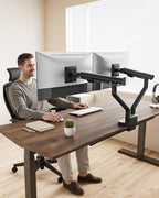 monTEK Dual Monitor Stand for 2 Screens 17 to 35 Inch, Heavy Duty Monitor Mount Arm, VESA Mount Desk Stand with C-Clamp/Grommet Base, Holds up to 24.3 lbs Per Arm, VESA 75/100mm, MA1010BK-D