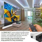 Elite Screens Kestrel Tab-Tension 2 CLR3, 101" 16:9, Ultra-Short Throw Ceiling Ambient Light Rejecting (CLR/ALR) Electric Floor-Rising Motorized Front Projector Screen,White Casing, FTE101XH3-CLR3