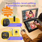 TourBox Lite - Editing Keyboard Compact, Artists Go-to Drawing Macro Keypad, Works with Clip Studio Paint & More, Creative Console Controller with Custom Software, Cable, Travel Bag - Wired Kit