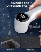 FrSara Fabric Shaver, Rechargeable Lint Remover, 3-Speed Electic Lint Shaver, 6-Blade Sweater Shavers to Remove Pilling, Battery Powered with LED Display for Furniture,Clothes, Upholstery, White
