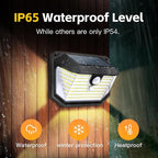 FAXBOX Solar Lights Outdoor Motion Sensor, 178 LED 300LM Waterproof IP65, Wall Mounted Security Light with 3 Modes, 270° Wide AngleWide Angle, Solar Powered for Garden, Yard, Patio, Front Door(4Pack)