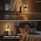 L LOHAS LED Night Lights Plug into Wall, 2 Pack Cylindrical Ironwork Boho Lampshade Decor Night Light, 350° Rotatable Dusk to Dawn Sensor Vintage Nightlight, Dimmable for Bedroom Living Room Hallway