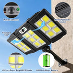 JWT Solar Street Lights Outdoor Waterproof - Solar Powered Parking Lot Light Dusk to Dawn 7000LM, 3-Head Folding Motion Sensor Commercial LED Solar Flood Lights Waterproof Remote Control for Outside