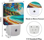 FSHVQKD Seaside Town Night Light,Plug Into Wall Decor for Stairway,Hallway,Kitchen,Dusk to Dawn Sensor Nightlights for Boys/Girls/Women/Men Room Gifts