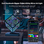 Heepulor Infinity Hyper Cube LED Light LED Controller with Stand, Controller & Sound & App Reactive Table Lamp - Cool & Creative Multicolor Decorative Mirror Art Desk Night Light (8.2 Inches)