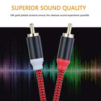 RCA Cable 6Ft,2Rca Male to 2-Rca Male Audio Stereo Subwoofer Cable [Hi-Fi Sound] Nylon-Braided Auxiliary Audio Cord for Home Theater, HDTV, Amplifiers, Hi-Fi Systems,Speakers and etc(6Ft/2M)
