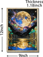 URVIP LED Glowing Photo Frame, 3D Starry-Sky Blue Moon Wall Art, 9x12 Inches Dimmable Light Up Light Painting for Bedroom, Unique Aesthetic Decor, Great Birthday Gift for Women Men
