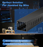 ZhiYo H1.4 W1.6in Professional Server Rack Cable Management Raceway, 66in (4X L16.5in) Cable Raceway Kit, Electrically Safe PVC Open Slot Wire Raceway for Under Desk/Computer/Network Cords, Black
