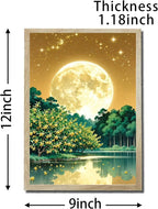 URVIP LED Glowing Photo Frame, 3D Starry-Sky Blue Moon Wall Art, 9x12 Inches Dimmable Light Up Light Painting for Bedroom, Unique Aesthetic Decor, Great Birthday Gift for Women Men