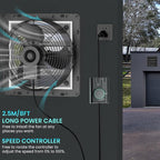 HG Power 16 Inch Shutter Exhaust Fan with Speed Controller, 1096 CFM High-Speed Vent Fan, Wall Mounted Attic Fan for Shed, Basement, Gable, Chicken Coop Ventilation Use, Black