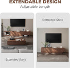 Etelifrank Extendable TV Stand for 65-100 Inches TVs – Walnut Entertainment Console with 3 Drawers & 1 Storage Compartment, Adjustable Length 68.5''-98.4'' (Walnut, 68.5''-98.4'')