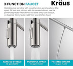 KRAUS Oletto 2-in-1 Commercial Style Pull-Down Single Handle Water Filter Kitchen Faucet for Reverse Osmosis or Water Filtration System in Spot-Free Antique Champagne Bronze, KFF-2631SFACB