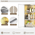 Bathroom Wall Cabinet Over Toilet, Metal Laundry Room Cabinets Wall Mounted, Metal Medicine Cabinets with Glass Doors, Hanging Wall Cabinets for Living Room, White