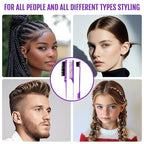 3 Pieces Hair Styling Comb Set Teasing Brush Rat Tail Comb Edge Brush for Edge&Back Brushing, Combing, Slicking Hair for Women (Purple)
