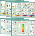 6 Pcs Communication Board for Nonverbal Adults Aphasia Colorful Picture Symbol Communication Cards for Patients Children(Green)
