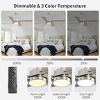 WINGBO 72 Inch Ceiling Fan with Light and Remote, 4 Plywood Blades, 6-Speed Reversible DC Motor, Dimmable, 3CCT, Farmhouse Ceiling Fan for Bedroom Living Room Kitchen, Brushed Nickel and Gray