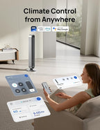 DREO Tower Fan for Bedroom, 42 Inch 120° Oscillating Fan, 25dB Quiet DC Motor, 28ft/s Velocity Bladeless Standing Fan with 12 Speeds, 4 Modes, 12H Timer Cooling Fans for Home, Living Room, Pilot Max S