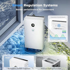 6,500 Sq Ft Smart Home Dehumidifier with Drain Hose, 1.45 Gallons Water Tank, 24 Hr Timer, 60 Pints, High Efficiency Compressor for Large Rooms,Basements, Bathrooms and Bedrooms