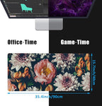 EOBKLAX Vintage Beautiful Flowers Desk Mat,Large Gaming Mouse Pad,Non-Slip Rubber Base Desk Pad with Stitched Edges for Desk Office Home Decor 35.4X15.7 Inch