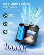 Primelove 10000mAh Portable Waist Rechargeable Fan,Clip on Belt Fan With 10 Speeds 16000PRM Strong Airflow,Hands-Free Hanging Neck Fan,Long-Lasting Cooling for Camping,Hiking,Outdoor,Jobsite,Green