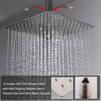 KATAIS Digital Display Shower Fixtures Brushed Nickel Shower System with 12 inch Ceiling Mounted Shower Head and 2 Wall Mounted Shower Head(8 inch), Handheld Shower