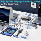 800W USB C Fast Charger Block, 10 Port USB Charging Station, GaN Ⅲ Pro Double 140W PD PPS Port Fast Charging Station,Laptop Wall Charger Compatible with HP,DELL,MacBook Pro,iPhone 17,Galaxy S24