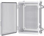 Gratury Junction Box, IP67 Waterproof Plastic Enclosure for Electrical Project, Hinged Grey Cover, Includes Mounting Plate and Wall Bracket (Grey Cover, 14.6"×10.6"×5.9")