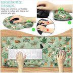 LIMKRIAN Cat Mouse Pad XXL Desk Mat Set, Green Ergonomic Mouse Pad with Wrist Rest, Large Gaming Mousepad Wrist Support Keyboard Mat Cup Coaster Set Cute Office Desk Decor Accessories