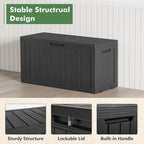 NUNU LAB Outdoor Storage Box, 80 Gallon Large Resin Sturdy Deck Box, Backyard Outside Storage Box Waterproof, Package Delivery Garden Hose Storage Bin Tool